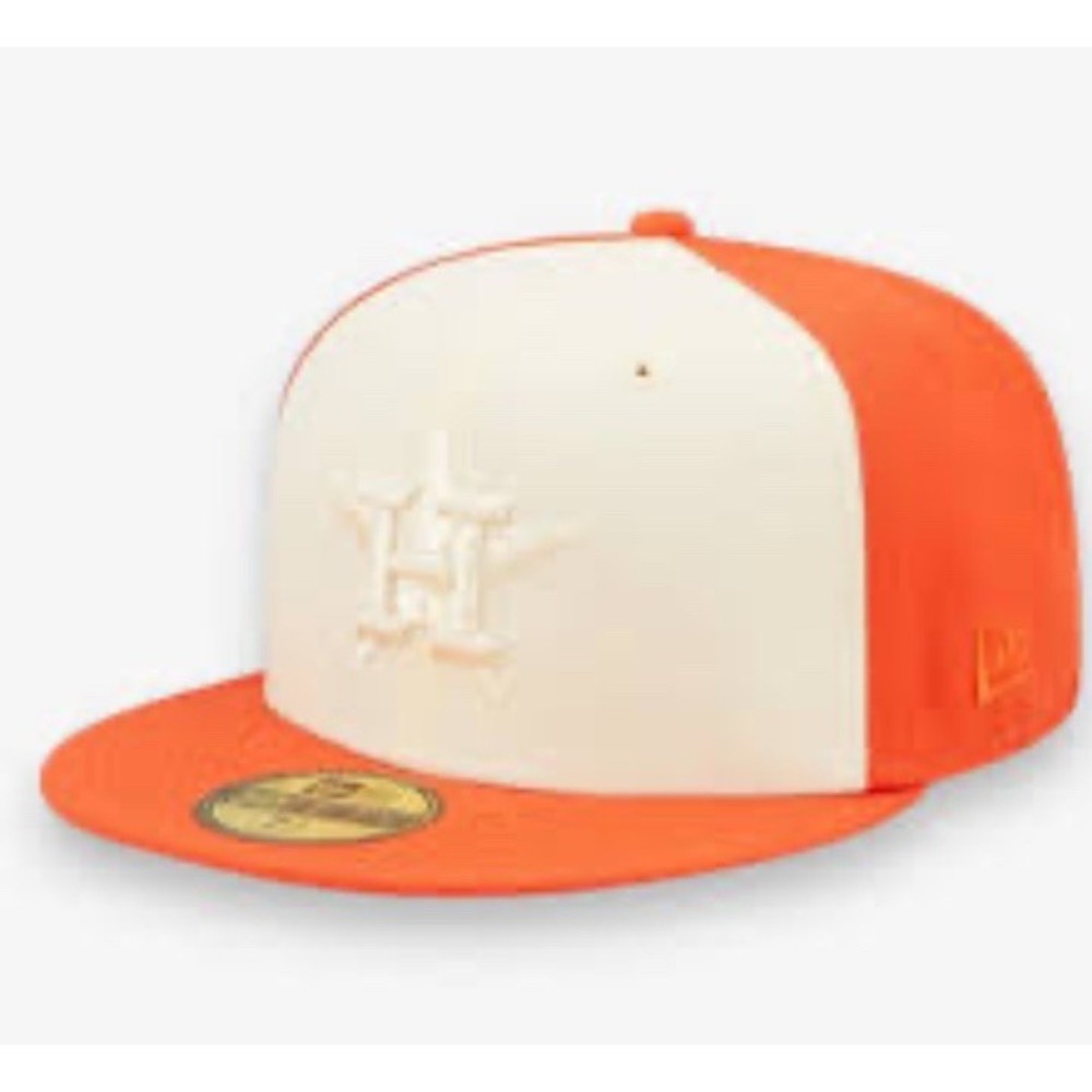 New Era Houston Astros Orange/White Tonal 2 Tone 59FIFTY Fitted Hat Size 7 3/4